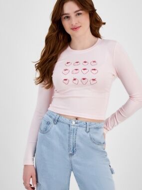 Just Polly Juniors' Graphic Long-Sleeve Tee - Ballet Slippers SIZE XL NWT